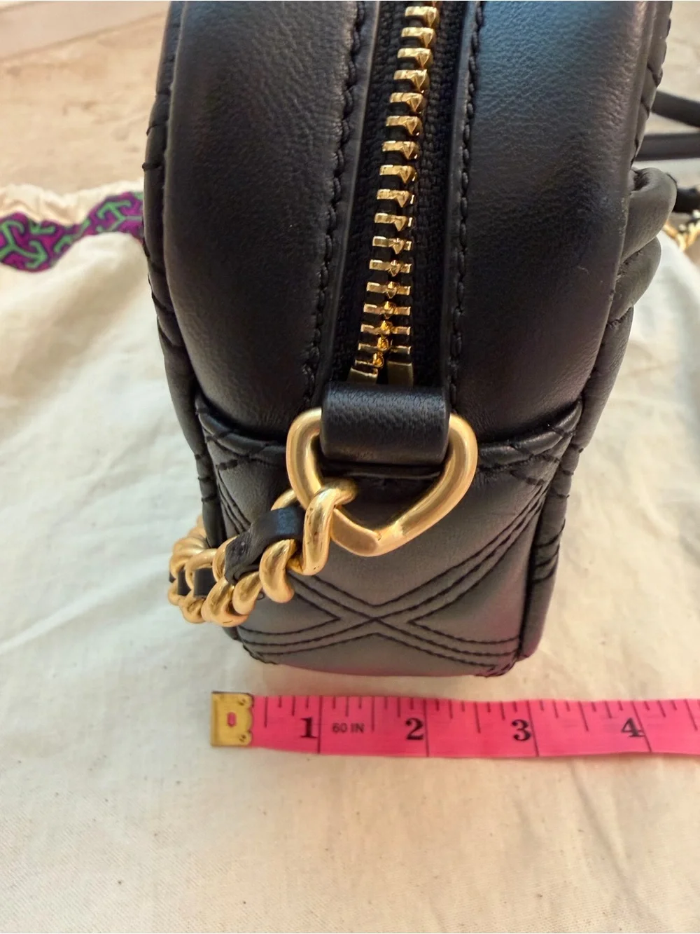 Tory Burch Black Quilted Leather Chain Strap Crossbody